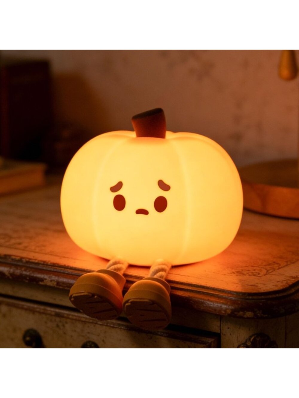 🎃 Orange Squishy Squeeze Silicone Lamp Cute Pumpkin Halloween Night Light